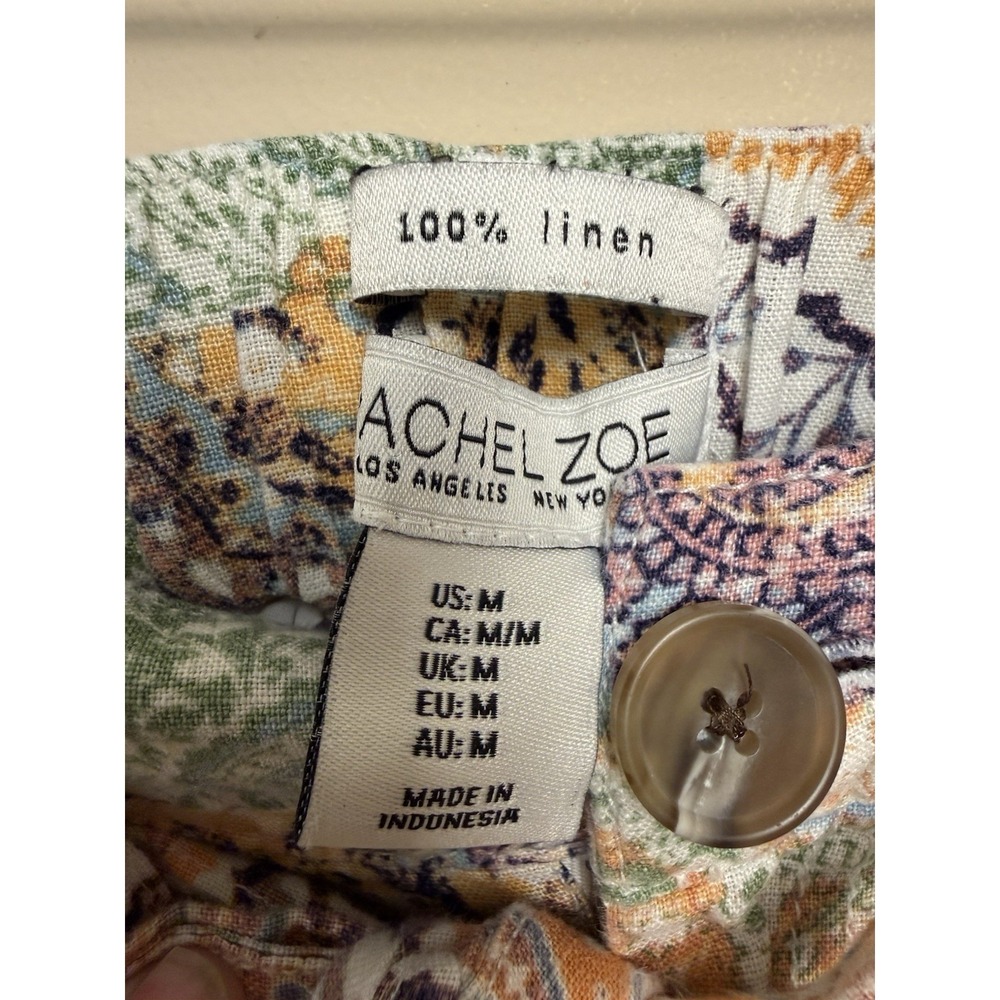 Rachel Zoe Multicolor 100% Linen Paisley Patchwork Wide-Leg Pants boho size M - Picture 5 of 5